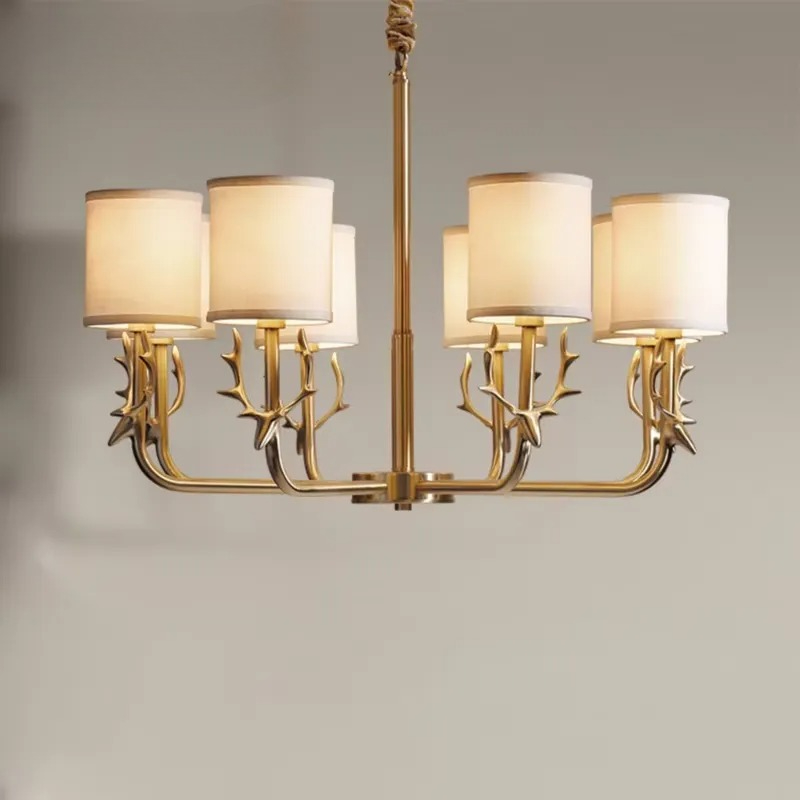Interior Design Living Room And Kitchen - Lampadario in Rame per Soggiorno, Camera