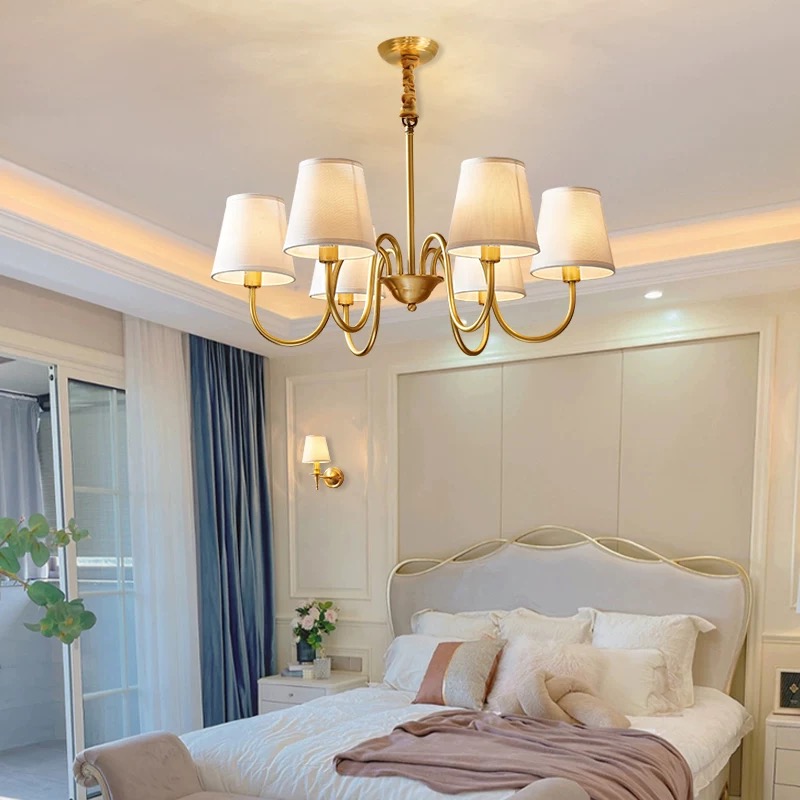 Interior Design Living Room And Kitchen - Lampadario in rame per soggiorno camera